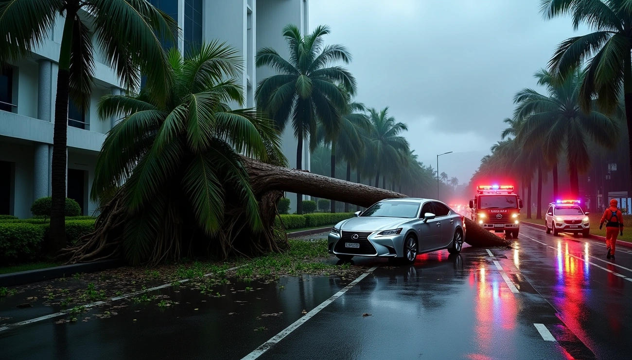 Pohon Tumbang Pondok Indah Hancurkan Lexus  Satu Tewas